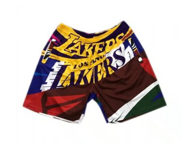 2025 Los Angeles Lakers M&N Rainbow Big Face Shorts