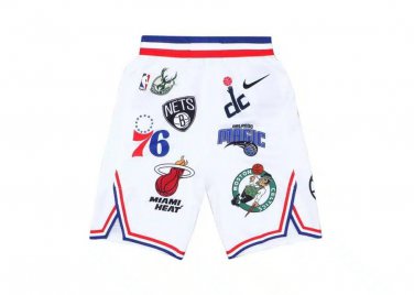 2025 Supreme NBA Teams Logo Shorts White