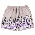 Men's 2024 Mesh Breathable Basketball Shorts Baggy Flame Shorts Light Pink