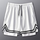 Men's Double Deck Short Basketball Breathable Mesh Shorts White