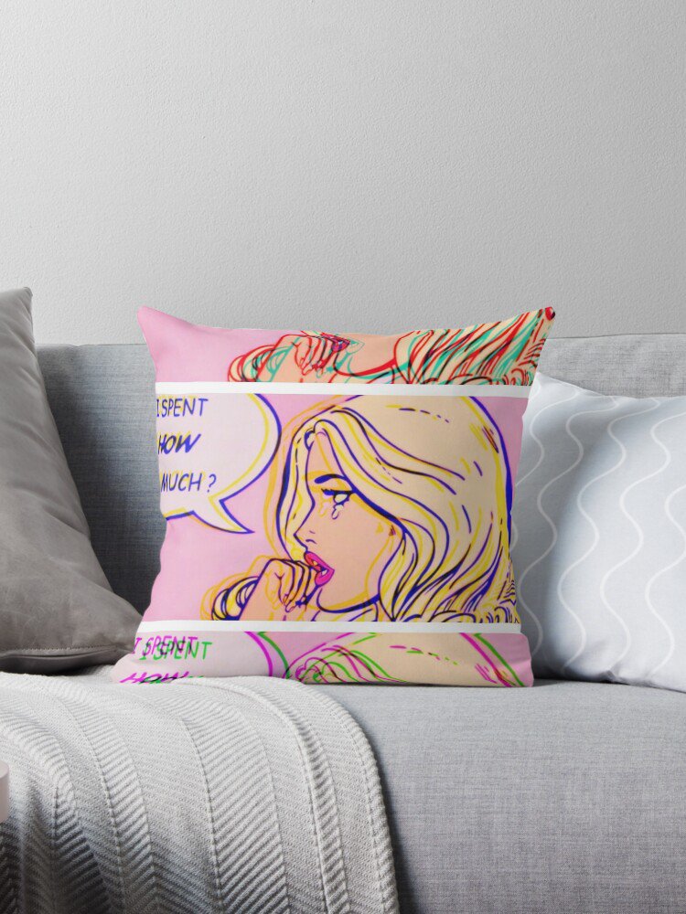 _i Spent How Much_ Comic Pop Art Print Pillow