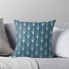 (faux) Turquoise And (faux) Silver Art Deco Pattern Pillow