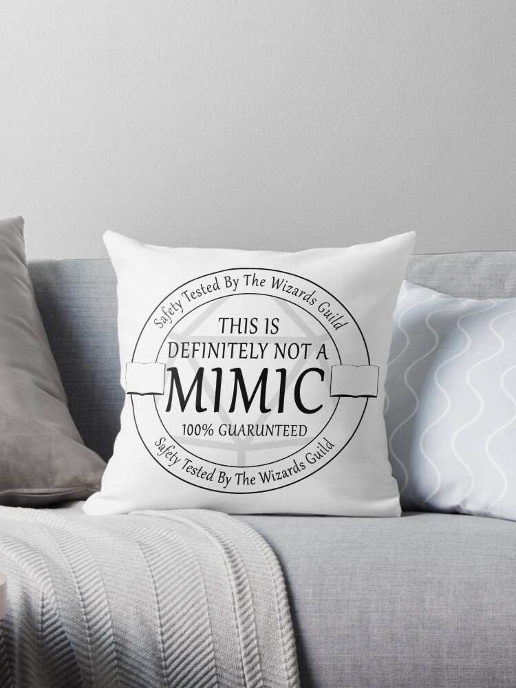 _safety Tested For Mimics_ By The Wizard's Guild Pillow