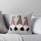 3 Nordic Gnomes Winter Christmas Swedish Tomte Cute Elves Red Pillow