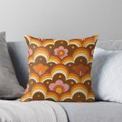 70s 60s Retro Psychedelic Flower Power, Floral Pattern Pillow