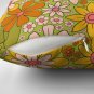 1960s, 1970s Retro Floral In Green, Pink & Orange - Flower Power Pillow