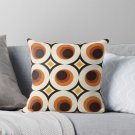 1970s Orange Mid-century Modern Circle 1 Pillow