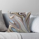 1980s Abstract Neutral Brown Tan Marble Swirls Mid Century Modern Pillow