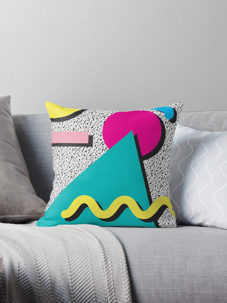 1980s Abstract Pattern Pillowm