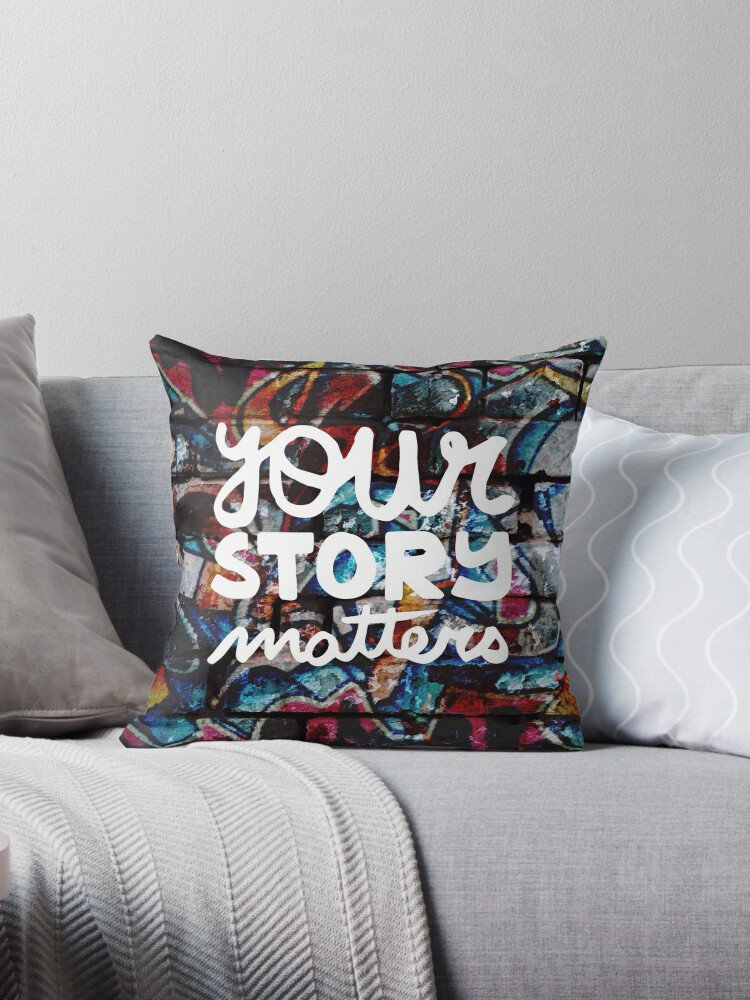 1980s Colorful Hip Hop Grunge Your Story Matters Graffiti Pillow