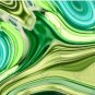 1980s Modern Abstract Turquoise Lime Green Marble Swirls Pillow