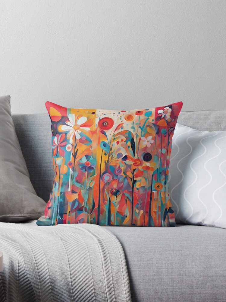 A Beautiful Flowers Pattern Pillow