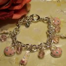 Silver pink slipper charm bracelet-27167