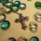 Silver cubic zirconia cross long necklace-23195