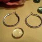 Brushed silver medium hoop earrings-25718