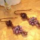 Brass beaded pink dangling earrings-40325