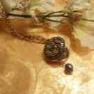 Gold with Blue Crystal Locket Necklace-75094