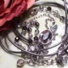 Grey Leather w/ crystal beadswrap bracelet-82320