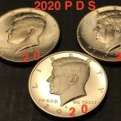 3 US Coins 2020 Kennedy Half Dollars Proof 2x Business Strike Clad US Mint Set PDS