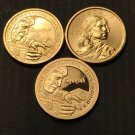 3 US Coins PDS SACAGAWEA NATIVE AMERICAN 2017 Sequoyah Cherokee Nation Proof Dollar