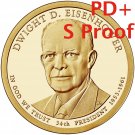 3 US Coins US Mint 2015 PDS Dwight Eisenhower Presidential Golden Dollar  DS Proof
