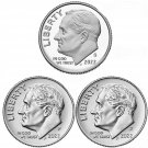 New Mint PD via BANK Rolls 10�� Cents 3 US Coins 2022 PDS Dime Roosevelt CLAD PROOF S