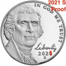 1 US Coin 2021 S Jefferson Nickel US Mint Proof Set Early Strike Nickle 5�� New Lowest 2020