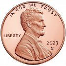 1 US Coin 2023 S Lincoln Shield Cent Proof 1�� New Penny frm US Mint Proof Set Early Strike