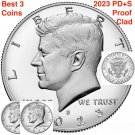 Set PDS 3 US Coins 2023 Kennedy Half Dollars 2x Business Strike+ Clad from US Proof