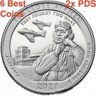 2x 2021 PDS Tuskegee Airmen Alabama WWII P51 Mustang Park Quarter 6 US coins