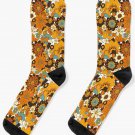 70s 60s Retro Flower Power, Floral Pattern Socks