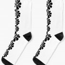1960's Bold Retro Mod Flowers In Black And White Socks