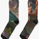 A Fantastic Castle On The Edge Of The Mountain Socks