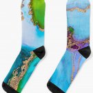 Abstract Faux Marble Mermaid Gemstone With Gold Glitter Socks Abstract Faux Marble Mermaid Gemstone With Gold Glitter Socks