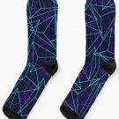 Abstract Geometric 3d Triangle Pattern In Turquoise_ Purple Socks