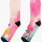Abstract-pink Reflection With Orange, Blue Socks Abstract-pink Reflection With Orange, Blue Socks