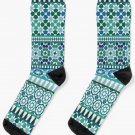 Alhambra Tessellations - Turquoise, Teal And Green On White By Cecca Designs Socks Alhambra Tessellations - Turquoise, Teal And Green On White By Cecca Designs Socks