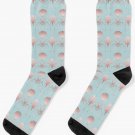 Art Deco Elegant Luxury Pattern Rose Gold On Pastel Blue Socks
