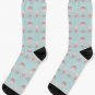Art Deco Elegant Luxury Pattern Rose Gold On Pastel Blue Socks
