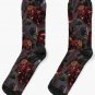 Dark Purple Gray Midnight Roses Botanical Night Garden Socks