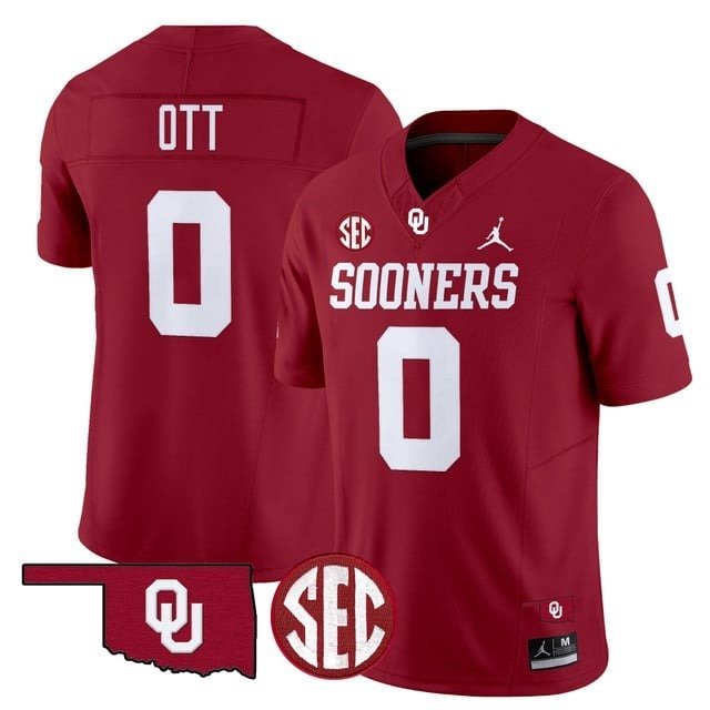 2026 Jaydn Ott  #0 Oklahoma Sooners  Vapor Limited Stitched Crimson