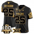 Red Raiders #25 Texas Tech 2025 100th Anniversary Stitched Black Gold