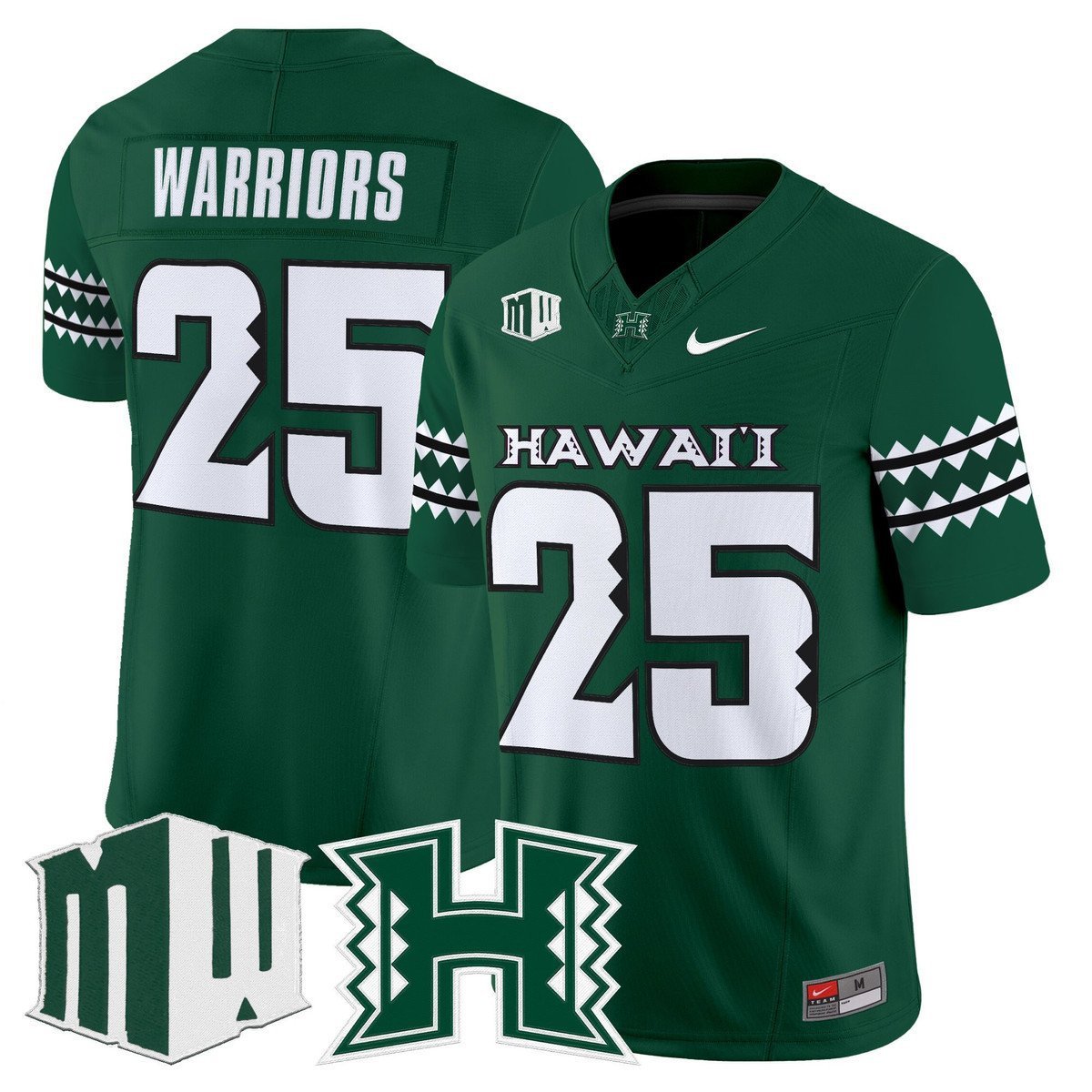 Warriors #25 Hawai'i Rainbow Warriors 2025 Vapor Stitched Green