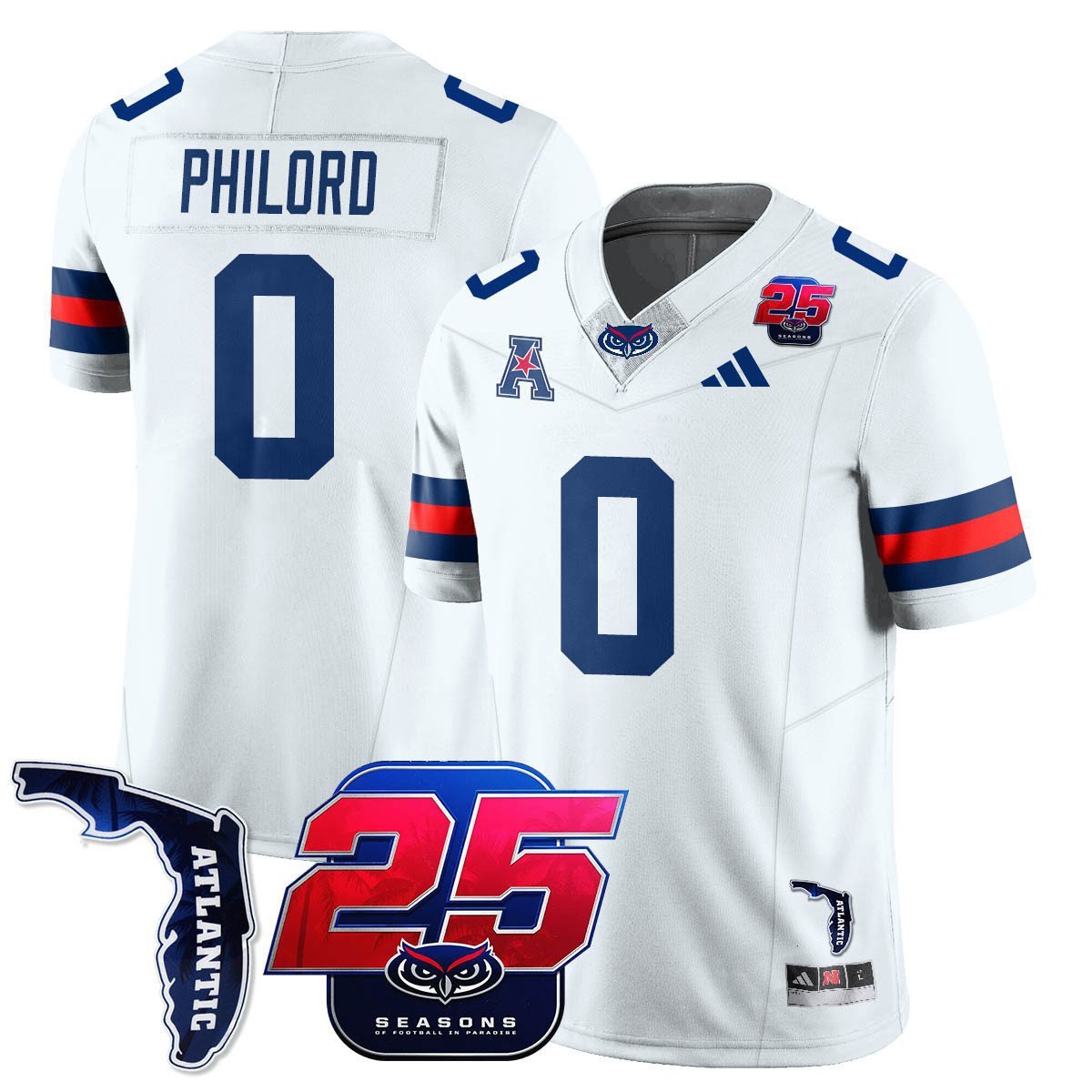 Wendol Philord #0 Florida Atlantic  25th Season Stitched White