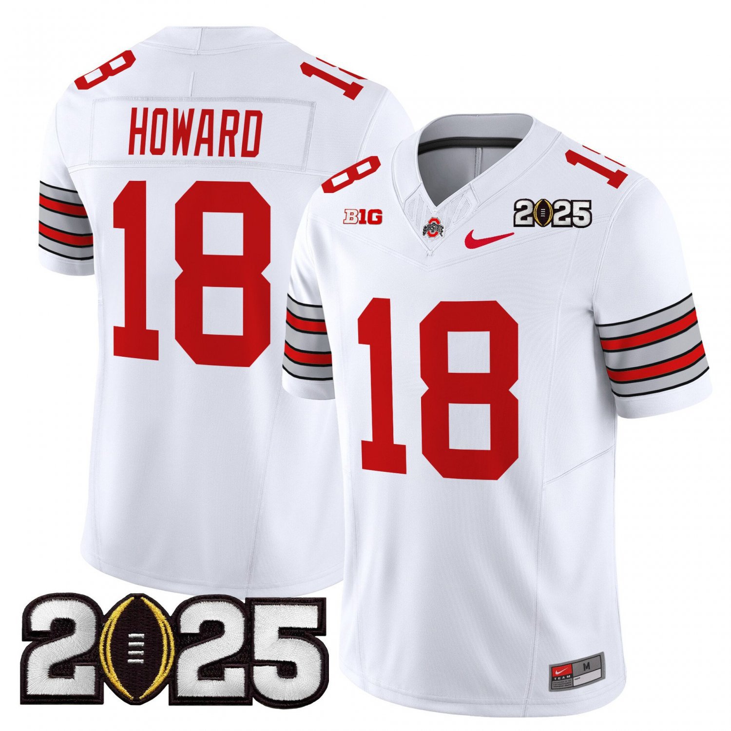 Will Howard #18 Ohio State Heritage Stripe 2025 CFP Final Stitched White