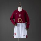 Arsenal 05 06 Home Retro Long Sleeve Kids Kit Jersey Size 16-28