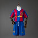 Barcelona 07 08 Home Retro Kids Kit Jersey Size 16-28