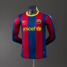 Barcelona 10 11 Home Long Sleeve Player Version Retro Jersey S-3XL