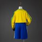 Brazil 1998 Home Retro Long Sleeve Kids Kit Jersey Size 16-28