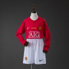 M-U 07 08 Home Retro Long Sleeve Kids Kit Jersey SIZE 16-28